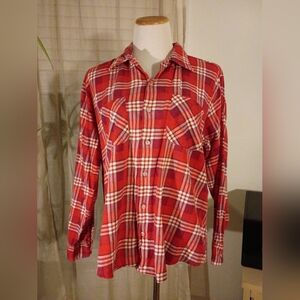 Vintage Red Flannel Campus Long Tail Size L